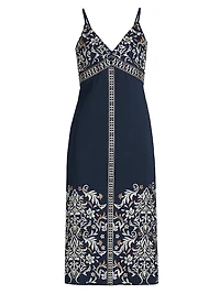 Constanza Embroidered Stretch-Cotton Midi-Dress