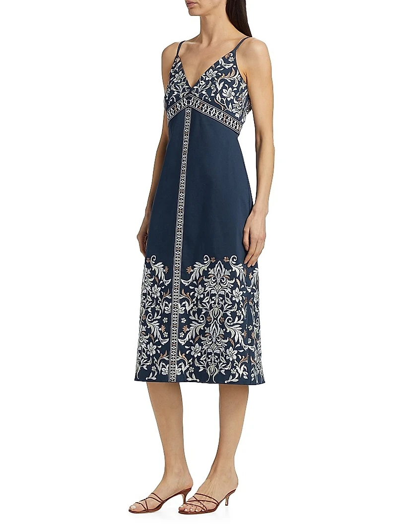 Constanza Embroidered Stretch-Cotton Midi-Dress