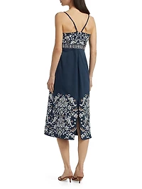 Constanza Embroidered Stretch-Cotton Midi-Dress
