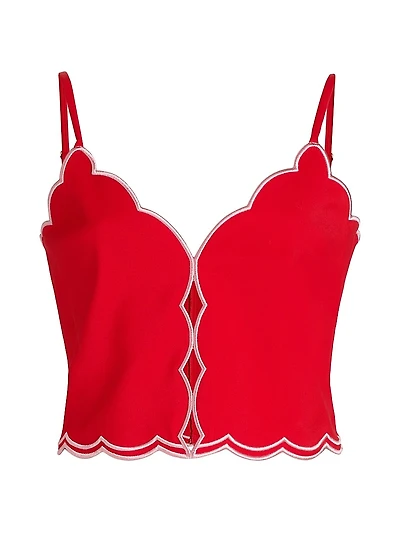 Tilda Cotton-Blend Scalloped Crop Top