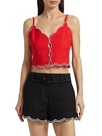 Tilda Cotton-Blend Scalloped Crop Top