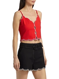 Tilda Cotton-Blend Scalloped Crop Top
