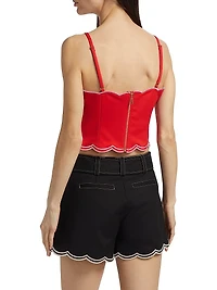 Tilda Cotton-Blend Scalloped Crop Top