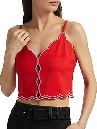 Tilda Cotton-Blend Scalloped Crop Top