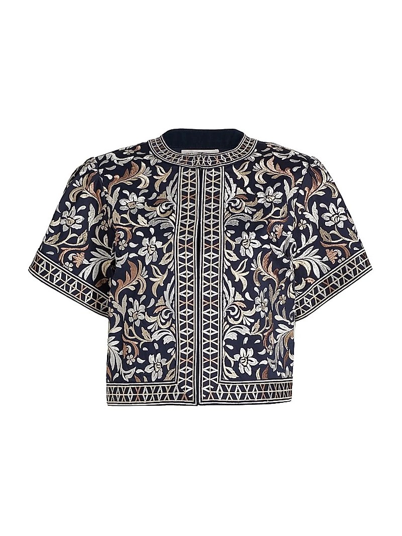 Maya Embroidered Stretch-Cotton Jacket