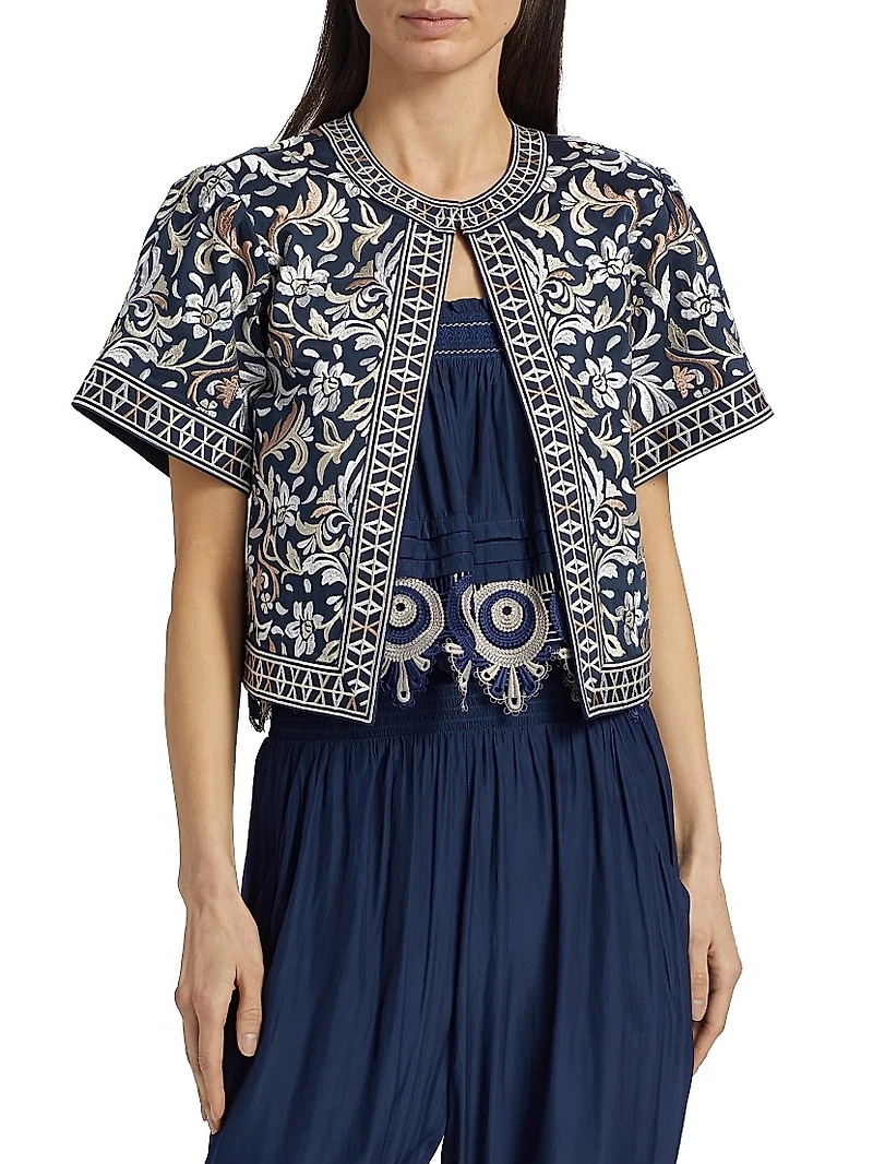Maya Embroidered Stretch-Cotton Jacket