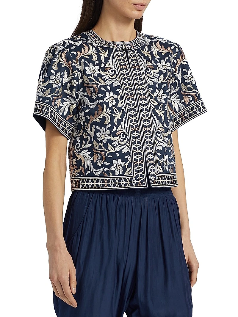 Maya Embroidered Stretch-Cotton Jacket