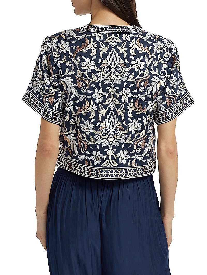 Maya Embroidered Stretch-Cotton Jacket