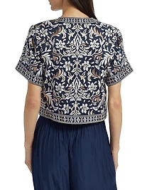 Maya Embroidered Stretch-Cotton Jacket