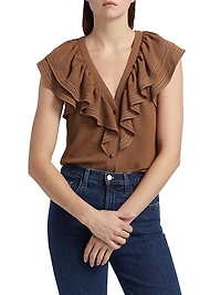 Stitch Cap-Sleeve Lettie Ruffled Blouse
