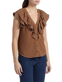 Stitch Cap-Sleeve Lettie Ruffled Blouse