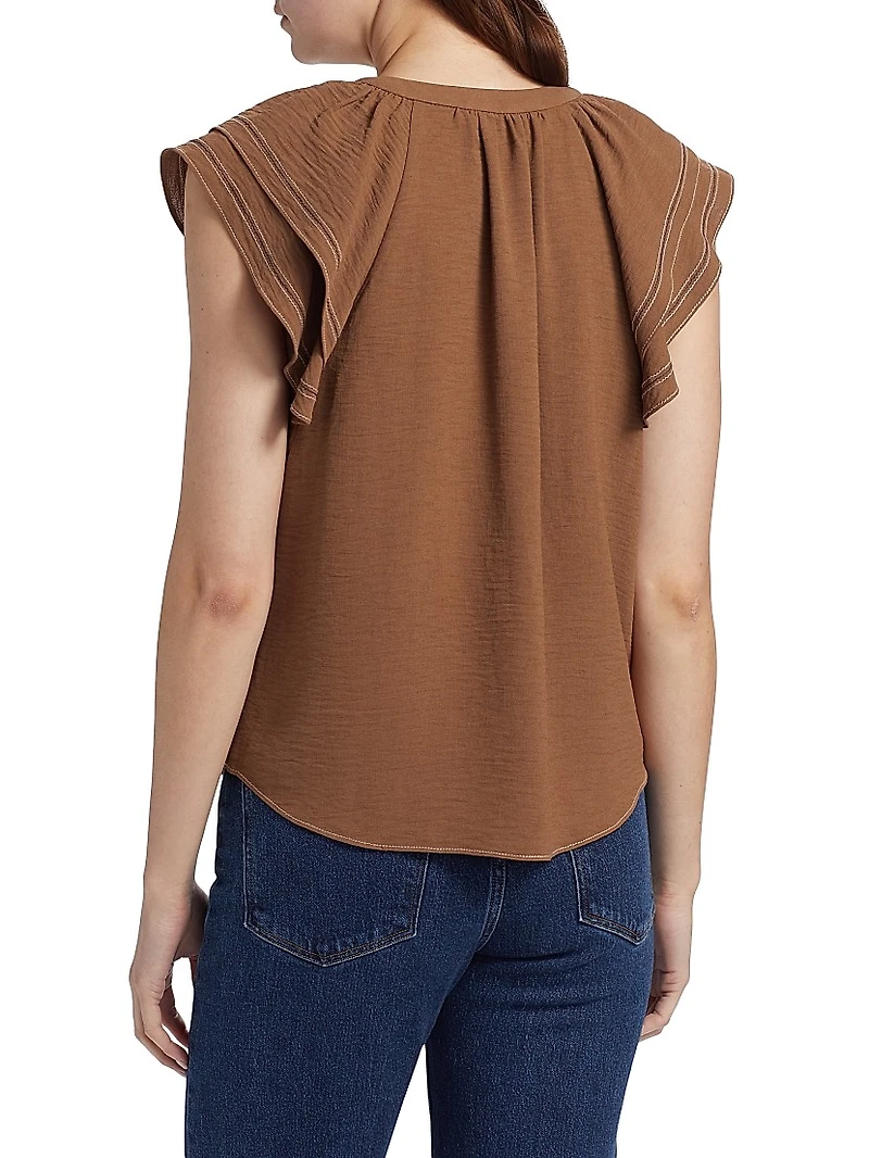 Stitch Cap-Sleeve Lettie Ruffled Blouse