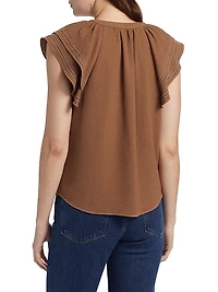 Stitch Cap-Sleeve Lettie Ruffled Blouse