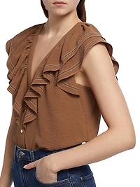 Stitch Cap-Sleeve Lettie Ruffled Blouse