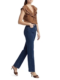 Stitch Cap-Sleeve Lettie Ruffled Blouse