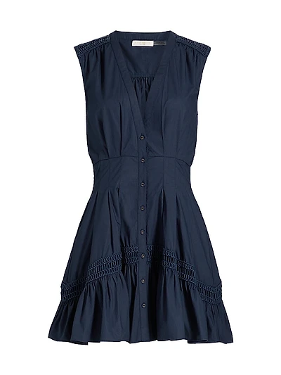 Eloisa Embroidered Cotton Button-Front Minidress
