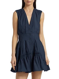 Eloisa Embroidered Cotton Button-Front Minidress