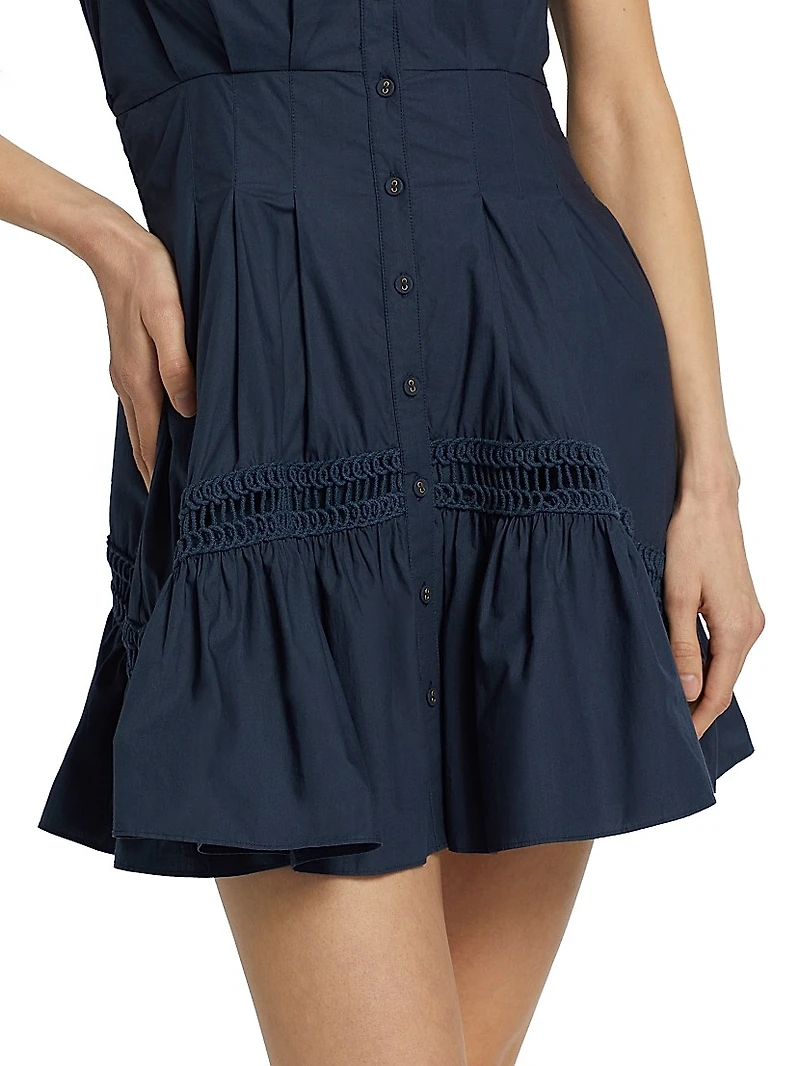 Eloisa Embroidered Cotton Button-Front Minidress