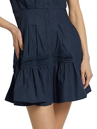 Eloisa Embroidered Cotton Button-Front Minidress