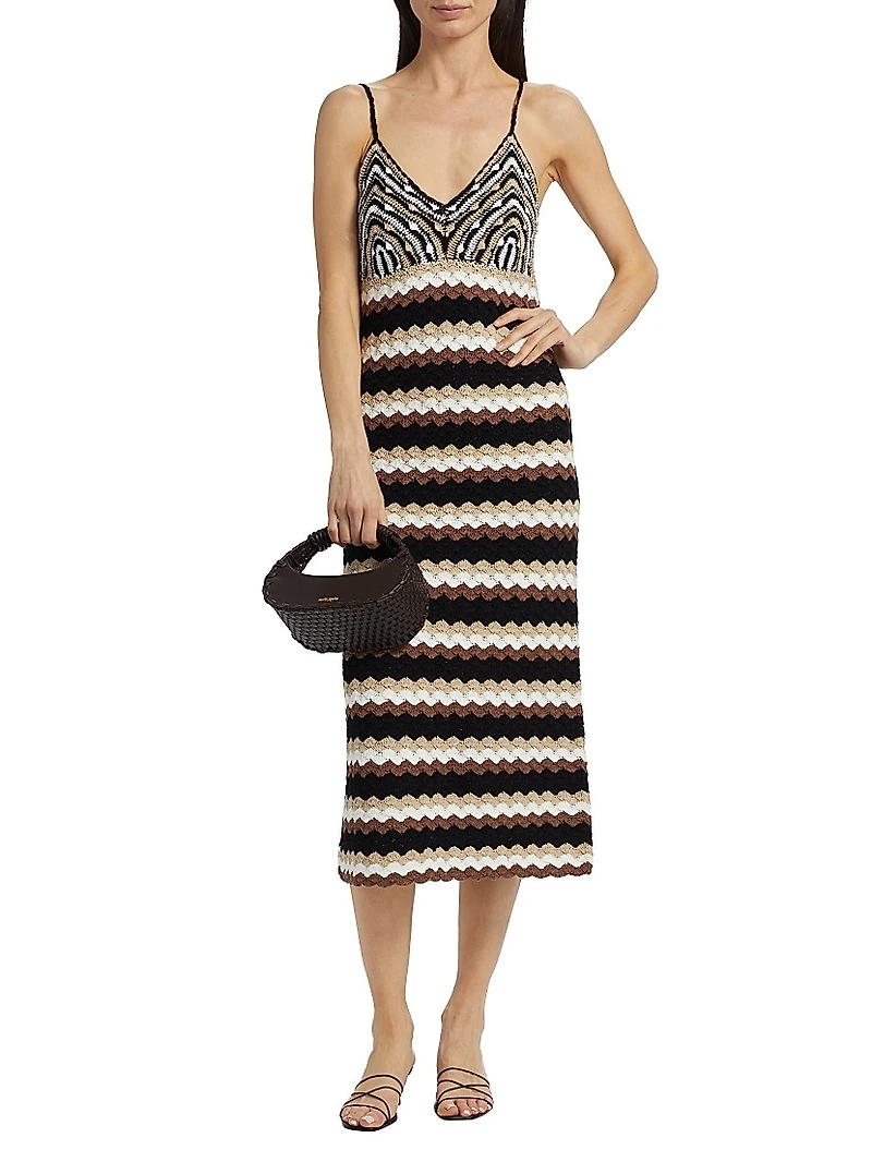 Harlow Striped Cotton Knit Midi-Dress
