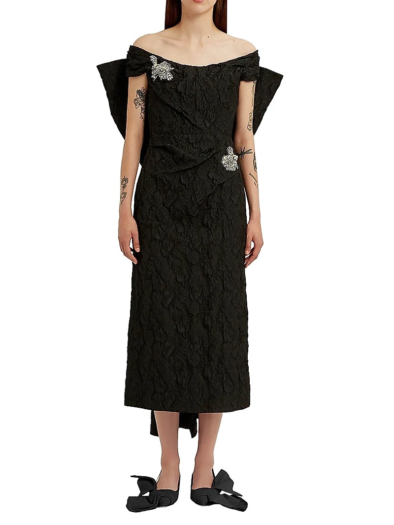 Embellished Off-the-Shoulder Cocktail Dress