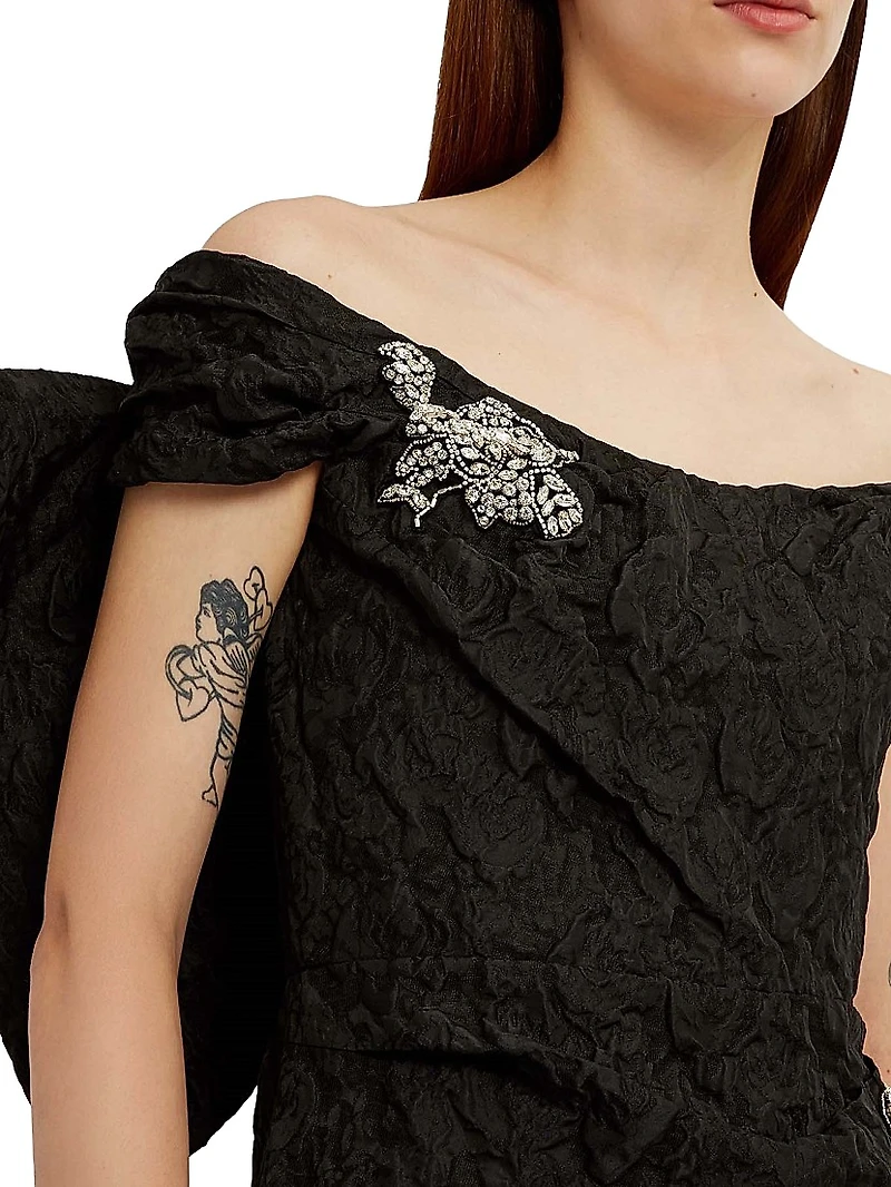 Embellished Off-the-Shoulder Cocktail Dress