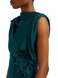 Satin Rosette A-Line Gown