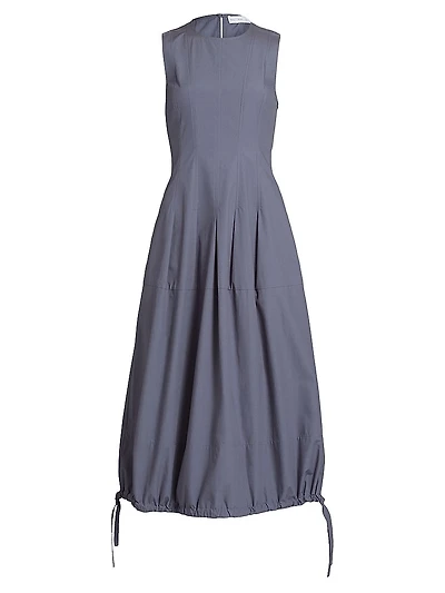 Marley Brushed Poplin Drawstring Midi-Dress