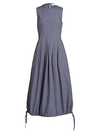 Marley Brushed Poplin Drawstring Midi-Dress