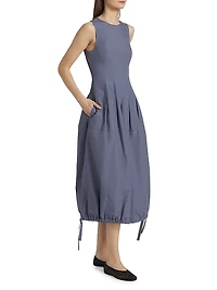 Marley Brushed Poplin Drawstring Midi-Dress
