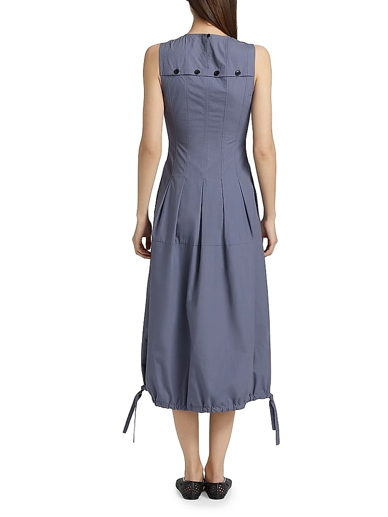 Marley Brushed Poplin Drawstring Midi-Dress