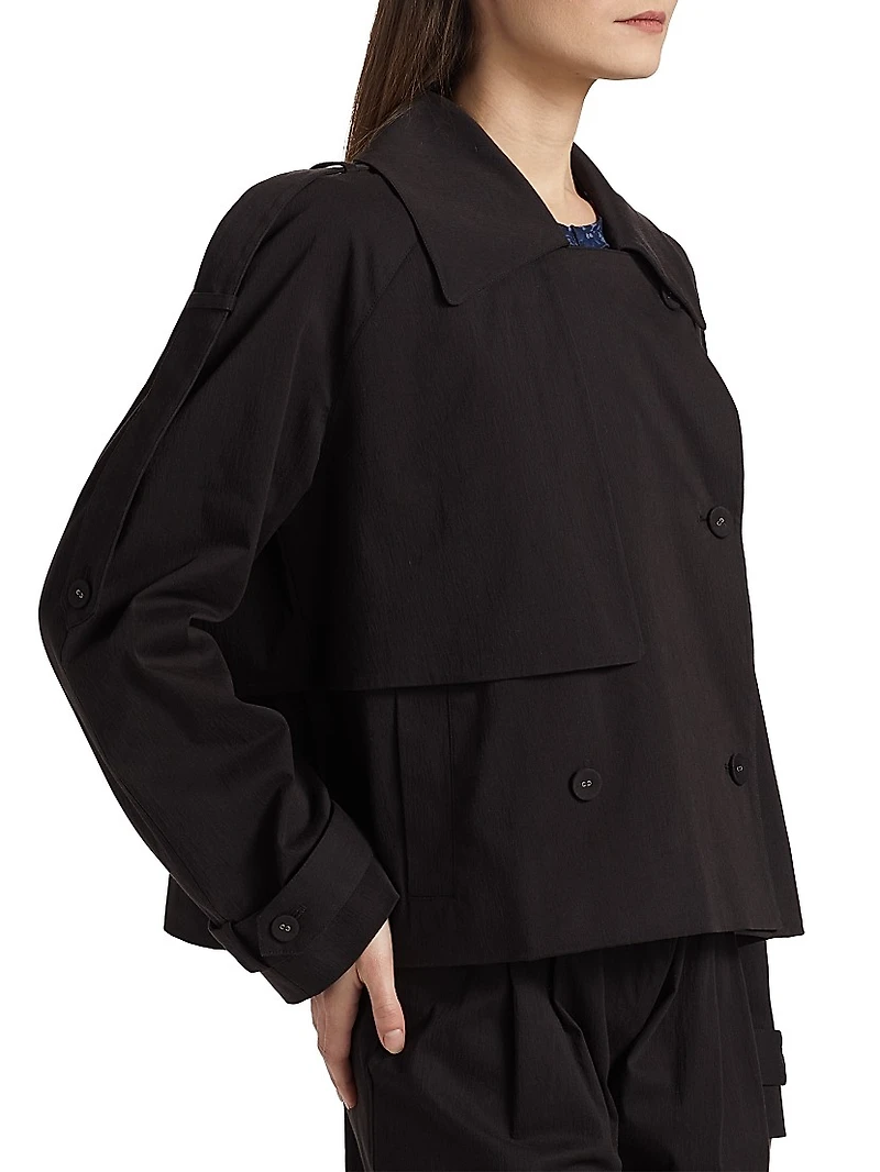 Yasmin Cotton Cropped Trench Coat
