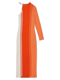 Rena One-Sleeve Striped Knit Maxi Dress