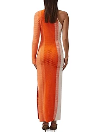 Rena One-Sleeve Striped Knit Maxi Dress