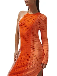 Rena One-Sleeve Striped Knit Maxi Dress