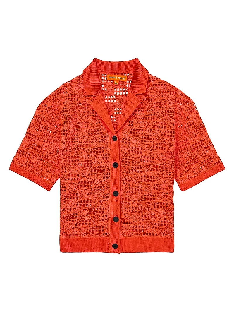 Fleur Crochet Camp Collar Shirt