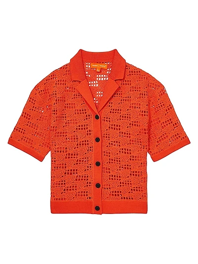 Fleur Crochet Camp Collar Shirt