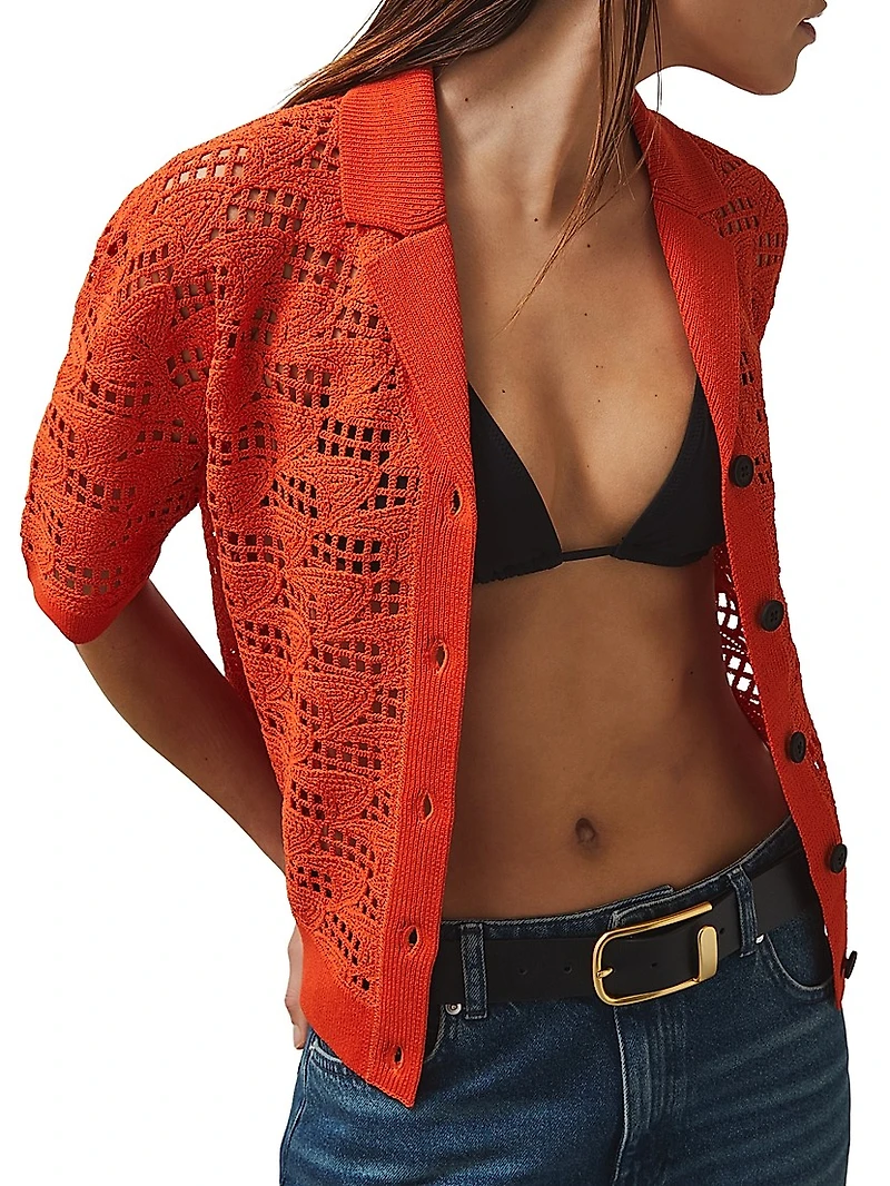 Fleur Crochet Camp Collar Shirt