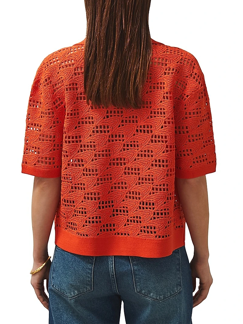 Fleur Crochet Camp Collar Shirt