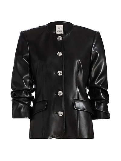 Chris Ruched Faux-Leather Jacket
