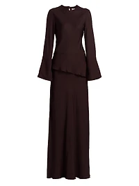 Violet Layered Flare-Sleeve Gown