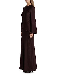 Violet Layered Flare-Sleeve Gown