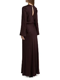 Violet Layered Flare-Sleeve Gown