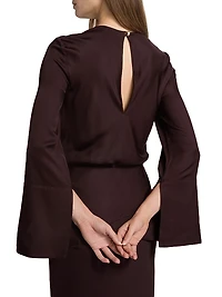 Violet Layered Flare-Sleeve Gown
