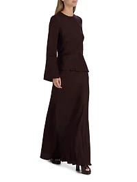 Violet Layered Flare-Sleeve Gown