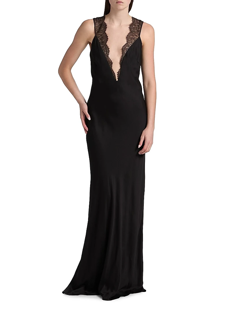 The Malone Lace-Trim Gown