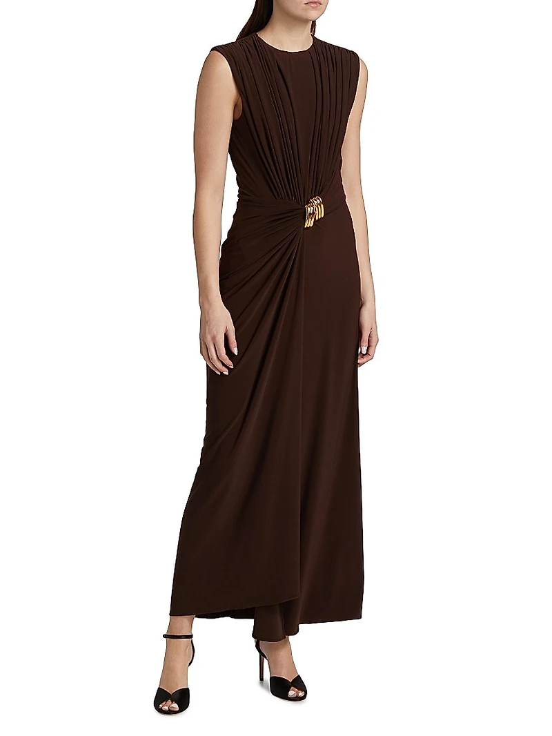 The Serena Cinched Knit Jesery Maxi Dress