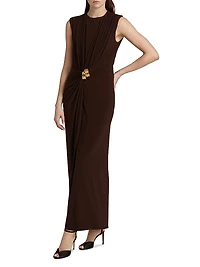The Serena Cinched Knit Jesery Maxi Dress