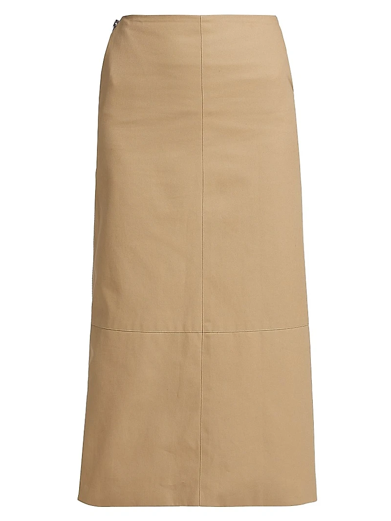 The Avery Side-Zip Cotton Midi-Skirt