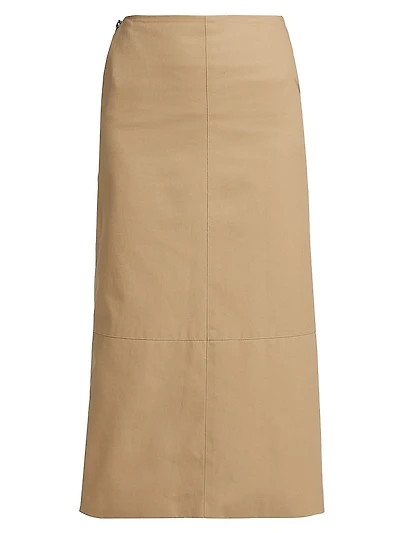 The Avery Side-Zip Cotton Midi-Skirt